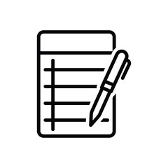 Black line icon for note 