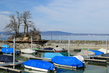 Sonniger Frühlingstag in Romanshorn am Bodensee	