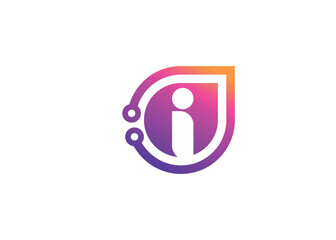 Letter i Technology vector monogram logo design template. Letter i molecule, Science and Bio technology Vector logo.