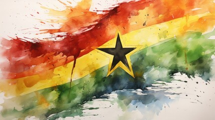 red yellow and green flag tricolor background south africa watercolor