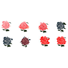 set of rose dobble simple vector