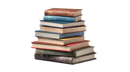 Stack of books, 3D rendering isolated on transparent background