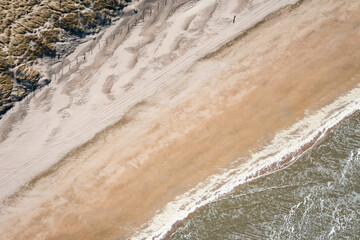 aerial overhead view of sand beach
