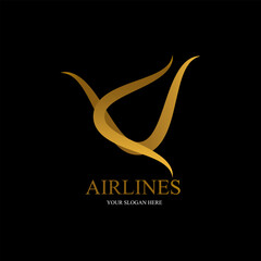 Airlines airplane travel logo elegant luxury icon template vector background design