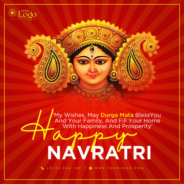 Happy Navratri and Durga Puja post templates design