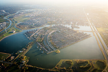 aerial view of the rectangle shaped city