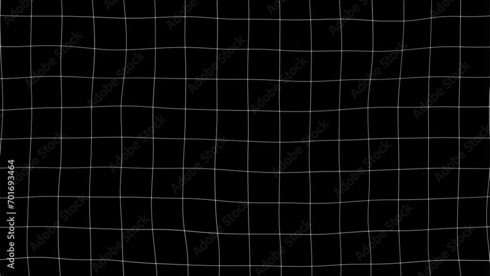 Poster black background with animated waving white wireframe grid line fit for alpha channel or overlay lay