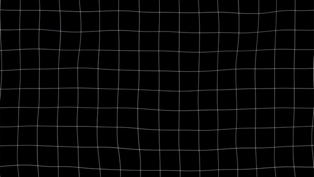 Black background with animated waving white wireframe grid line fit for alpha channel or overlay layer. Loop abstract motion background for technology, science, blueprint, or infographic concept
