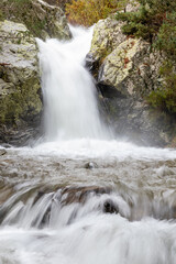waterfall in a river in the Sierra de Guadarrama in Madrid called Poza de Socrates