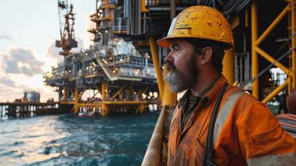 male worker at work in oil rig construction