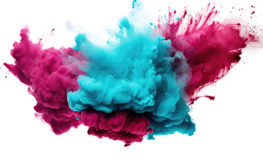 The Dynamic Unleashing of Blue and Pink Powder Creates a Captivating Display Isolated on a Transparent Background PNG