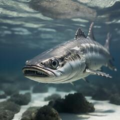 Barracuda Stealthy Dive into the Underwater Realms of Elegance and Conservation Marvels ai generated