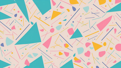 Seamless geometric pattern background with colorful triangles and lines