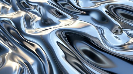 Metal chrome liquid background abstract texture with waves