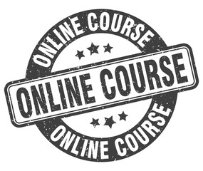 online course stamp. online course label. round grunge sign