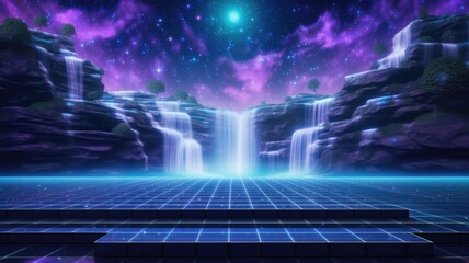 A Glimpse into a Holographic Waterfall Oasis