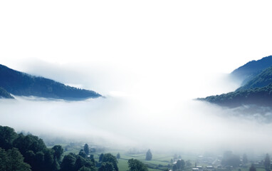 The Mystical Presence of Radiation Fog Enshrouding the Valley Isolated on a Transparent Background PNG