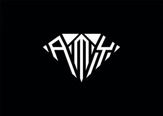 Modern letter A M Y diamond shape logo And initial monogram A M Y letter logo vector template