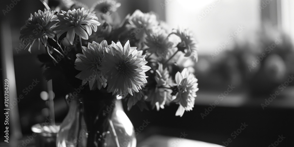 Poster A beautiful vase filled with colorful flowers sitting on a table. Perfect for adding a touch of nature to any space
