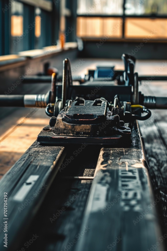 Poster a machine sitting on a table. can be used for industrial or technological concepts