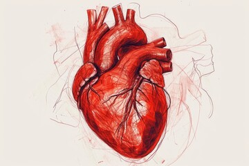 A simple drawing of a human heart on a white background. Suitable for medical illustrations or educational materials