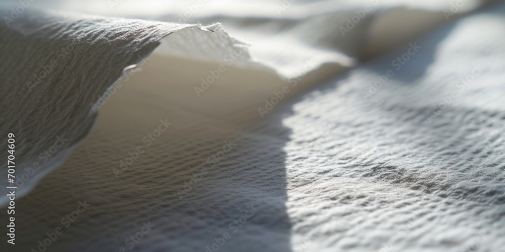 Poster a detailed close-up view of a piece of cloth on a bed. this versatile image can be used to depict co