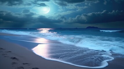 Moonlit Serenity, A Monsoon Night on the Beach