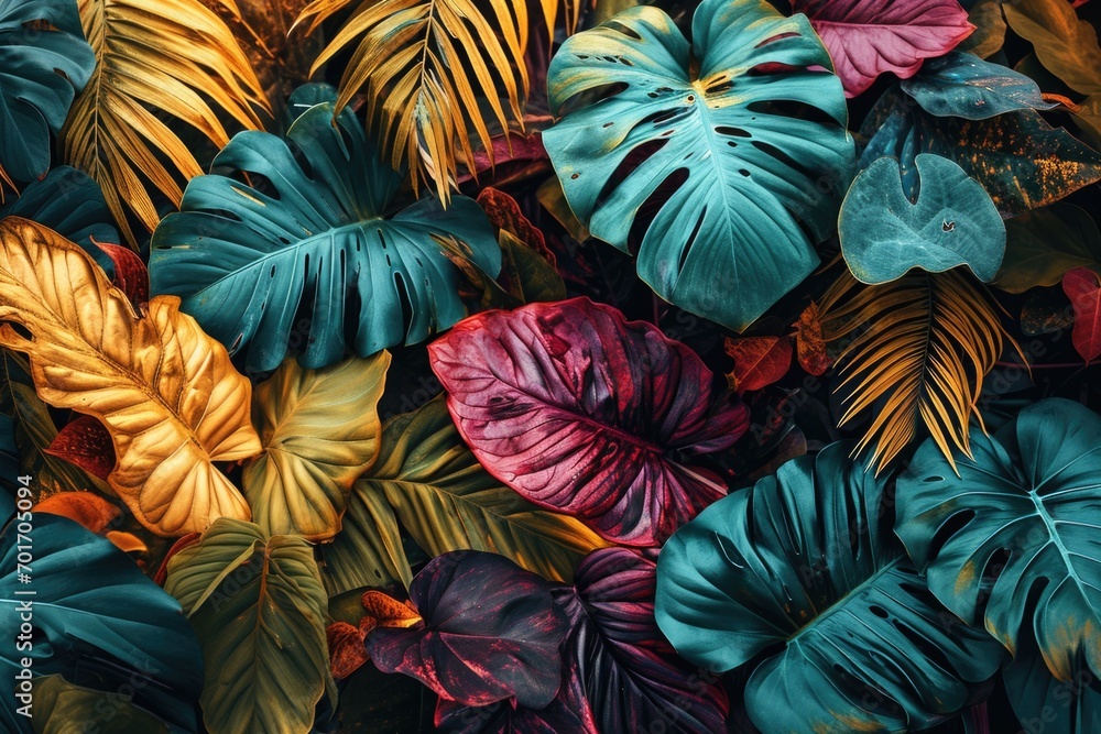 Poster a close-up view of a bunch of leaves. can be used for nature-themed designs or to represent the beau