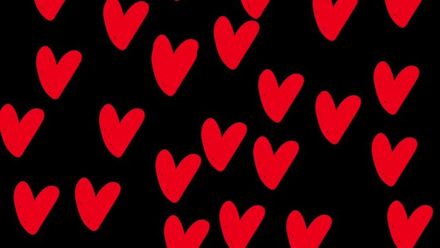 red heart shape falling background animation