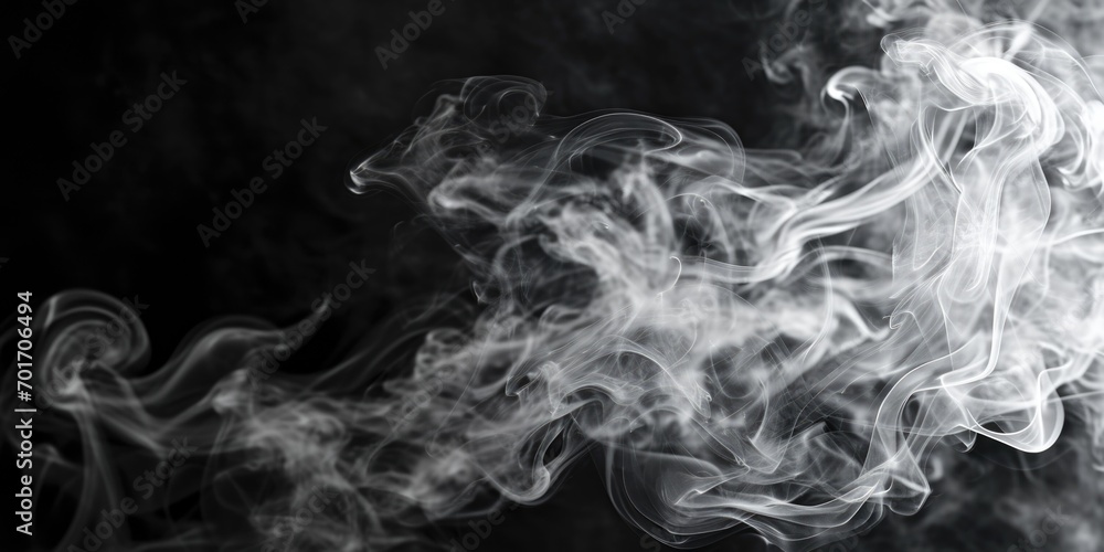 Poster Close up shot of smoke on a black background. Perfect for adding a mysterious and atmospheric touch to your designs