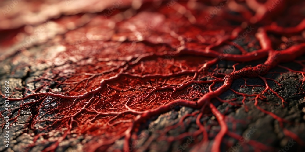 Poster a detailed close-up of a piece of wood with a red substance. this image can be used for various purp