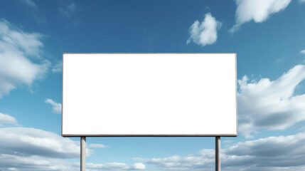 Fototapeta premium Road billboard mockup with white blank space and dynamic cloud background. Advertisement design. Generative AI