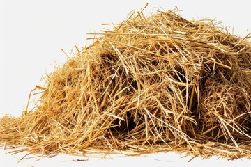 A pile of hay on a white background. Can be used for agricultural or rural-themed designs