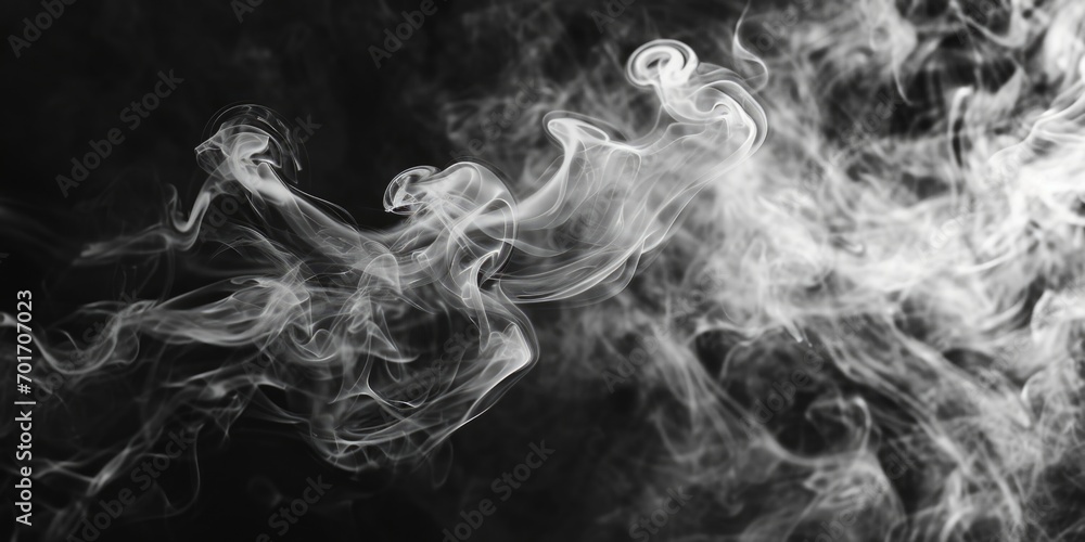 Poster A black and white photo capturing smoke in motion. Perfect for adding a mysterious and artistic touch to any project