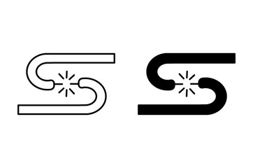 Broken Wire linear art icon set. damaged electric wire or cable vector mark for web
