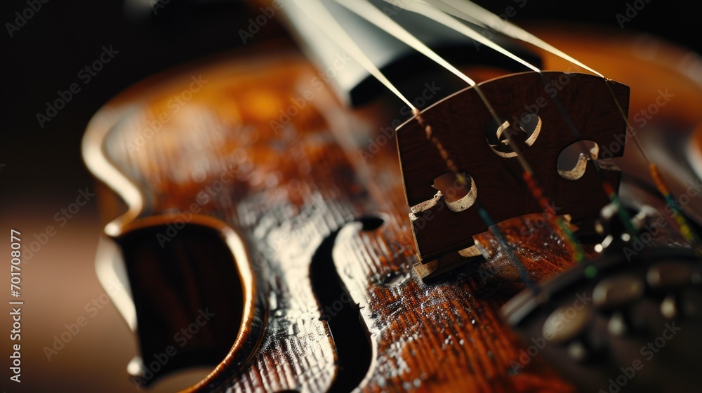 Aufkleber a detailed view of the strings on a violin. perfect for musicians or music-related projects