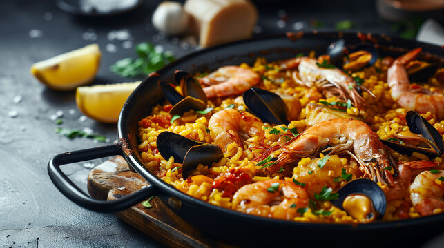 A pot of Spanish paella.