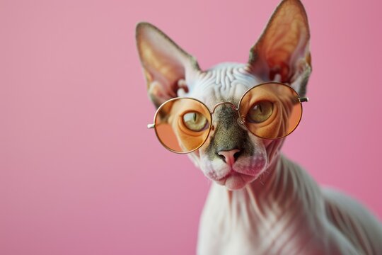 A cat wearing glasses on its face. Perfect for animal lovers and those who appreciate feline fashion