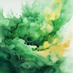 Abstract watercolor painting. Green painted background