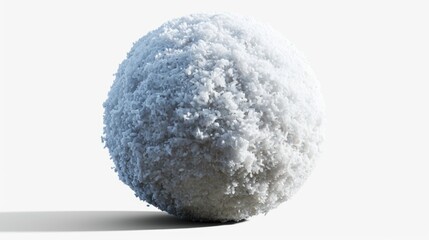 Fototapeta premium A close-up view of a snow-covered ball resting on a smooth white surface. This image can be used to depict winter, snow, holidays, or seasonal concepts