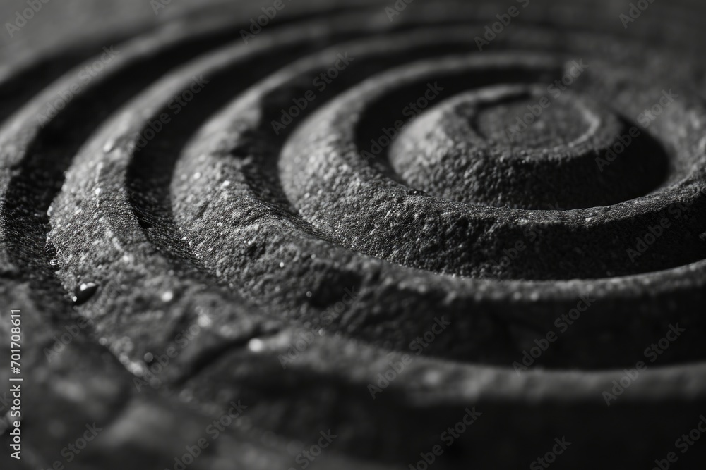 Poster A black and white photo featuring a spiral design. Perfect for adding a touch of elegance and sophistication to any project