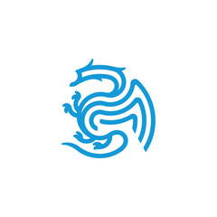 Dragon logo icon vector design. modern logo line art