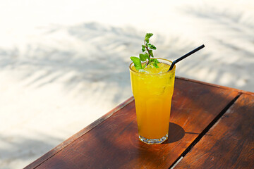 Cocktail Mai Tai with Light rum, dark rum, Orange Curacao, almond syrup, lime, ice cubes, pineapple...