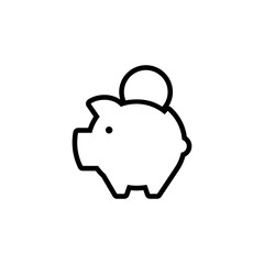 piggy bank icon with coin symbol, made in line style.