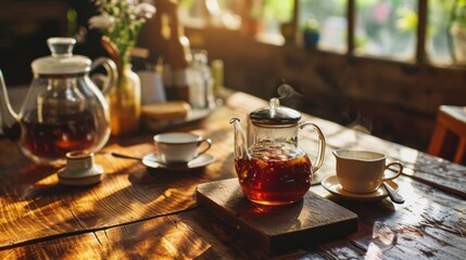 Cold Brew Tea on Wooden Table