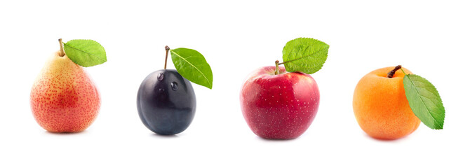 Sweet fruits on white backgrounds