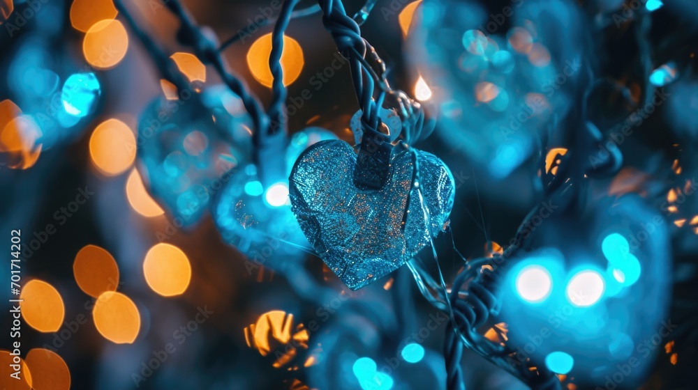 Poster A string of lights with a heart hanging from it. This versatile image can be used for various occasions and themes
