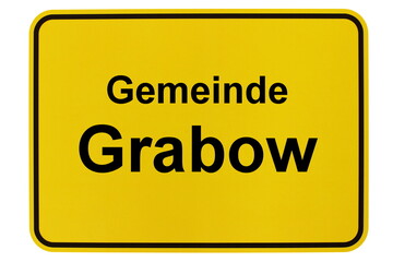 Illustration eines Ortsschildes der Gemeinde Grabow in Mecklenburg-Vorpommern