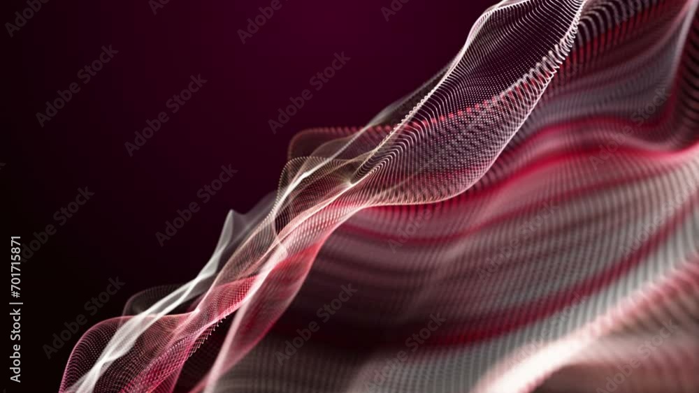 Poster powerful video animation with particle wave object in slow motion, 4096x2304 loop 4k