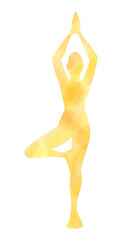 ヨガのポーズをしている女性のシルエット